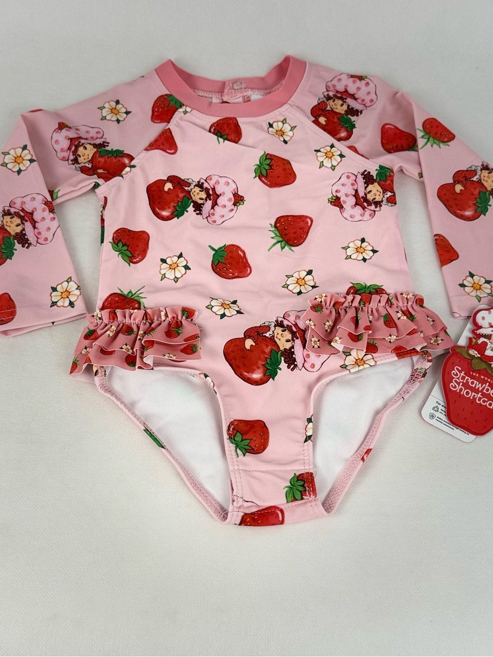 Strawberry Shortcake Baby Girls Rash Guard Swimsuit UPF 50+ Pink NWT 12M